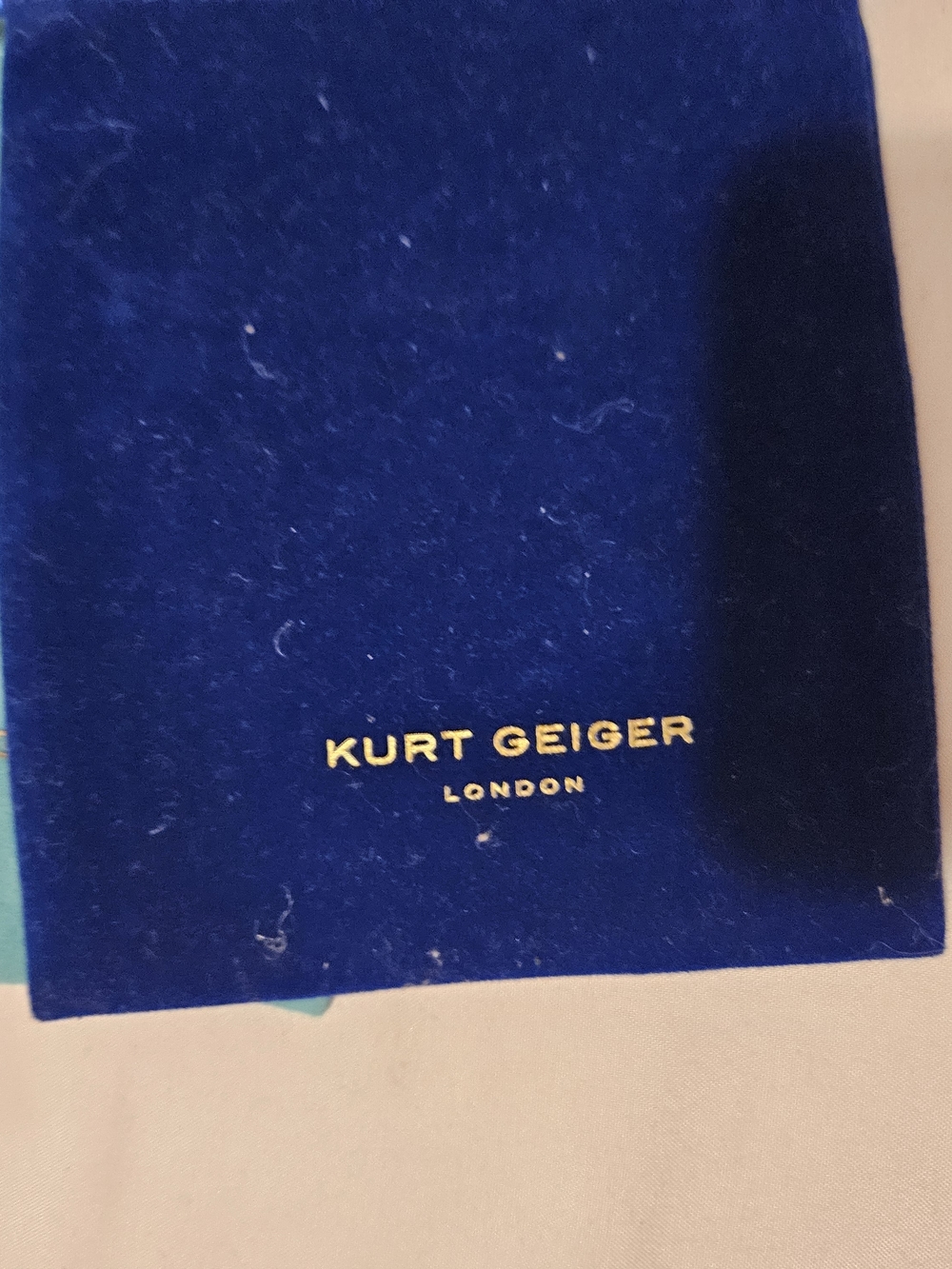 Kurt Geiger Navy Velvet Jewelry Pouch with Gold Logo
